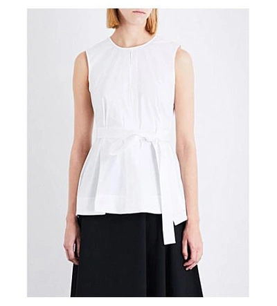 Shop Theory Desza Belted Stretch-cotton Top In White