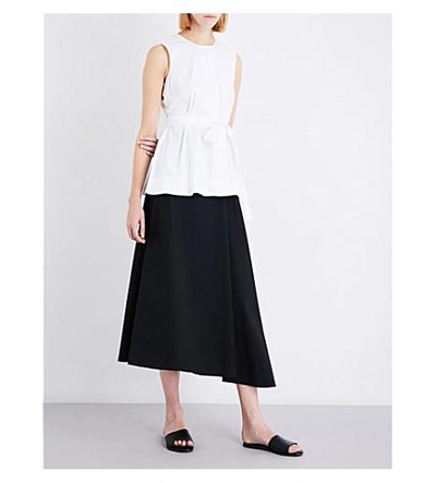 Shop Theory Desza Belted Stretch-cotton Top In White