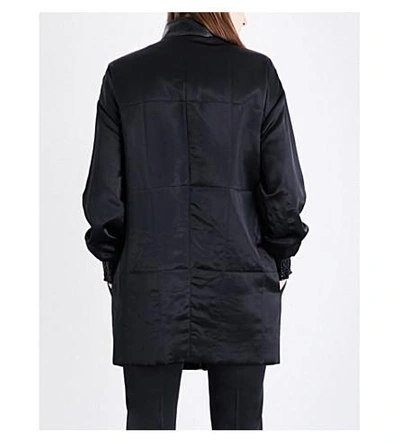 Shop Lanvin Contrast-panel Satin Bomber Jacket In Black