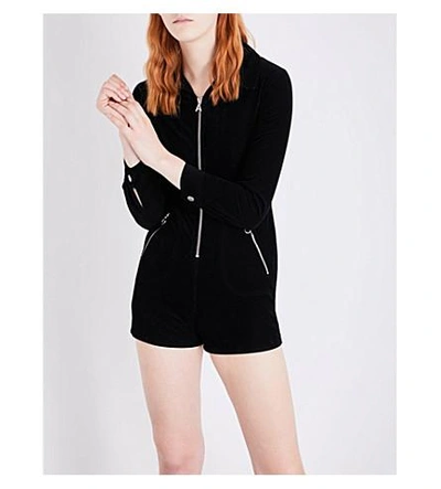 Shop Alexa Chung Zip-detailed Corduroy Jumpsuit In Black