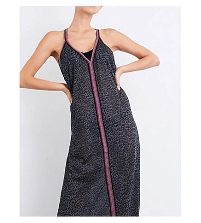 Shop Pitusa Cheetah Cotton-blend Dress In Black