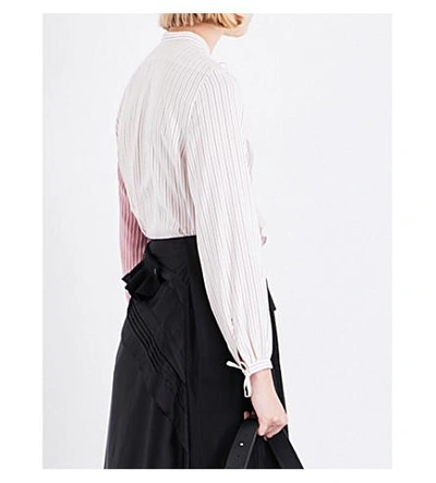 Shop Jw Anderson Striped Frill-panel Silk Shirt In Ruby