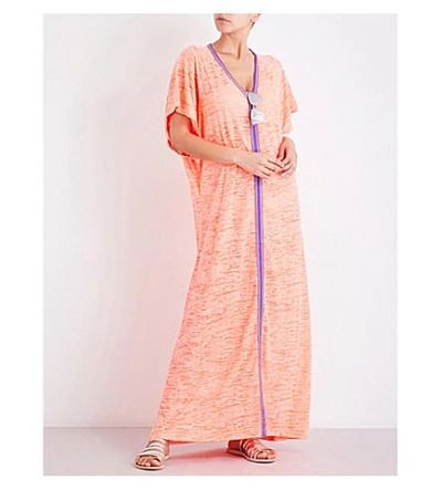 Shop Pitusa Abaya Cotton-blend Dress In Coral