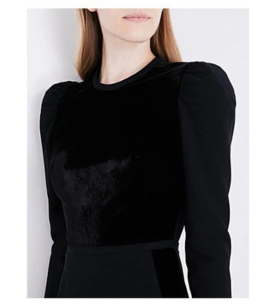 Shop Elie Saab Juliet Velvet And Crepe Dress In Black
