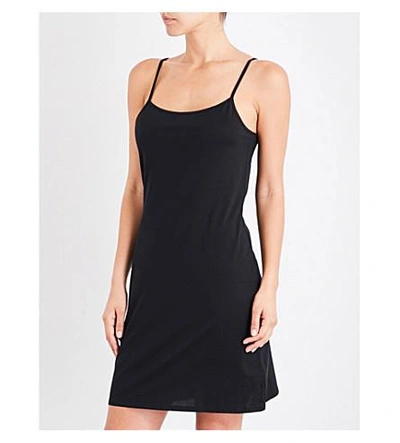 Shop Sunspel Superfine Cotton-jersey Slip Dress In Black