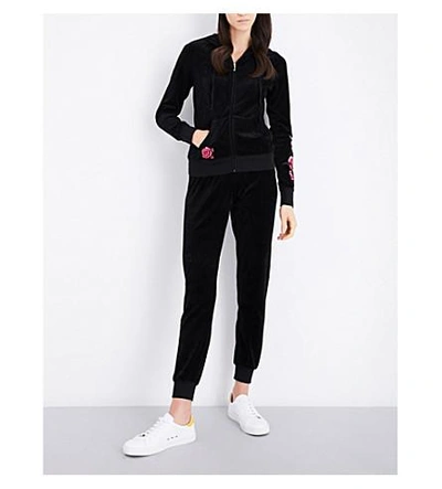 Shop Juicy Couture Zuma Velour Track Pants In Black