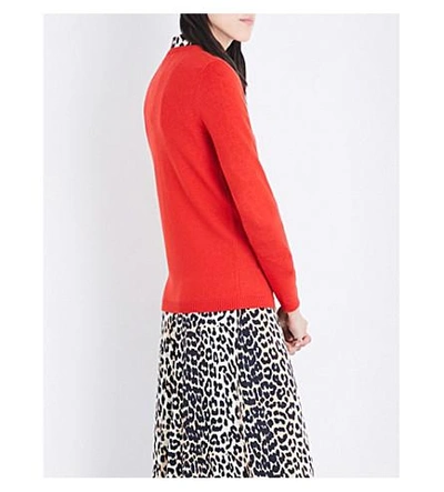 Shop Bella Freud Iggy Leopard Star Merino Wool-blend Sweater In Red