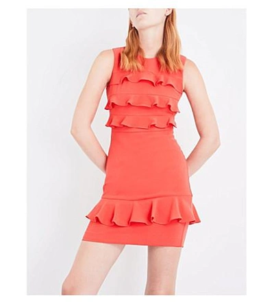 Shop Whistles Bea Frilled Crepe Dress In Coral