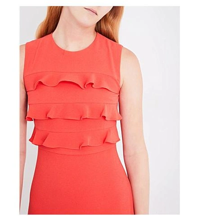 Shop Whistles Bea Frilled Crepe Dress In Coral