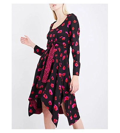 Shop Proenza Schouler Abstract Pumpkin-print Scoop-neck Crepe Dress In Black