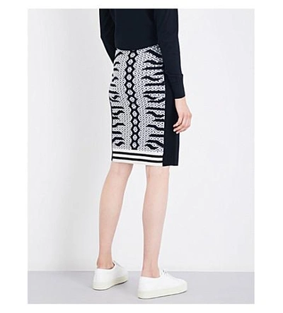Shop Kenzo Geo Tiger Wool-blend Skirt In Black