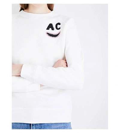Shop A.w.a.k.e. Abstract-print Cotton-jersey Sweatshirt In Ivory
