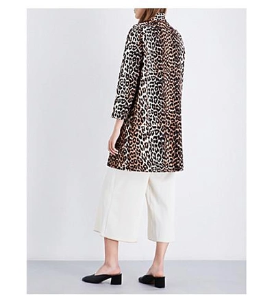 Ganni Fabre Cotton Coat In Leopard | ModeSens