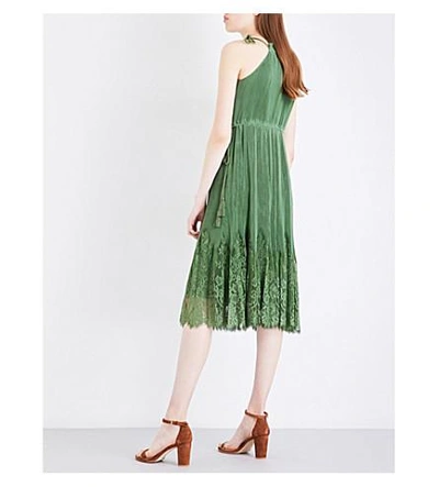 Shop Whistles Lilian Pleated Lace And Chiffon Dress In Green