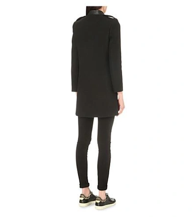 Shop Claudie Pierlot Girl Wool-blend Twill Coat In Noir