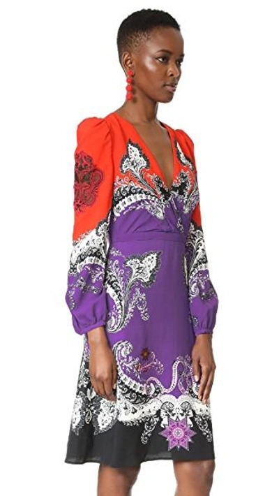 Shop Roberto Cavalli Printed Dress In Viola/rosso