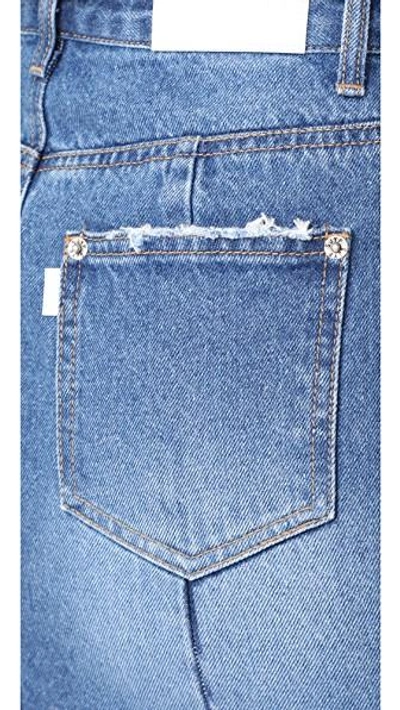 Shop Sjyp Front Slits Denim Skirt In Denim Blue