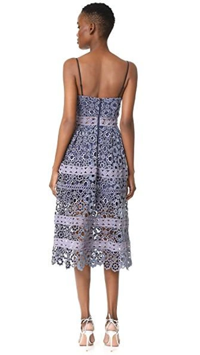 Shop Self-portrait Floral Embroidery Cutout Midi Dress In Grey