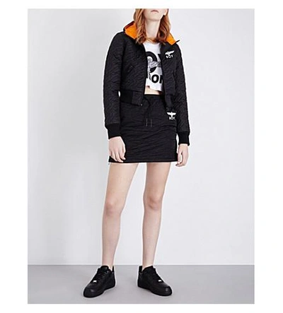 Shop Boy London Hooded Cropped Quilted Jacket In Black