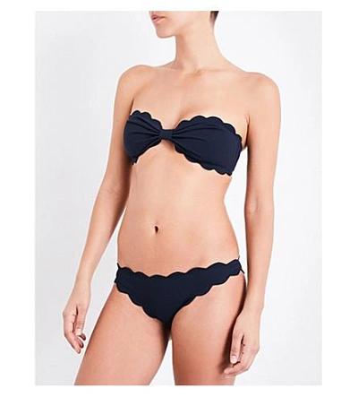 Shop Marysia Antibes Scalloped Bikini Top In Indigo