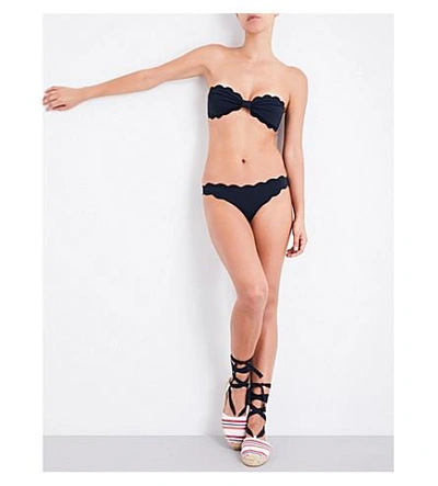 Shop Marysia Antibes Scalloped Bikini Top In Indigo