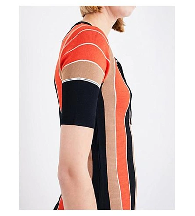 Shop Claudie Pierlot Madrid Striped Knitted Dress In Orange