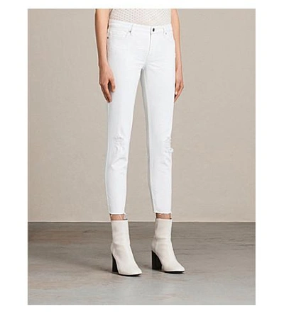 Shop Allsaints Mask Skinny Low-rise Jeans In White