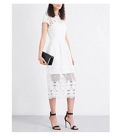 Shop Ted Baker Emilia Geometric Lace Dress In White