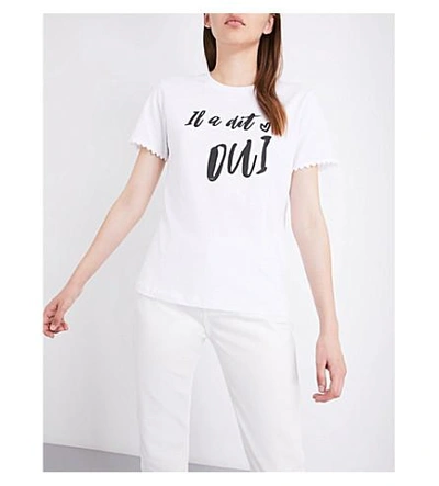 Shop Claudie Pierlot Tiamo Cotton-jersey T-shirt In Ecru