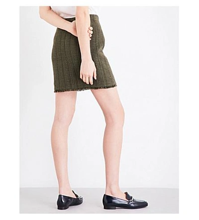 Shop Claudie Pierlot Sand Tweed Mini Skirt In Kaki