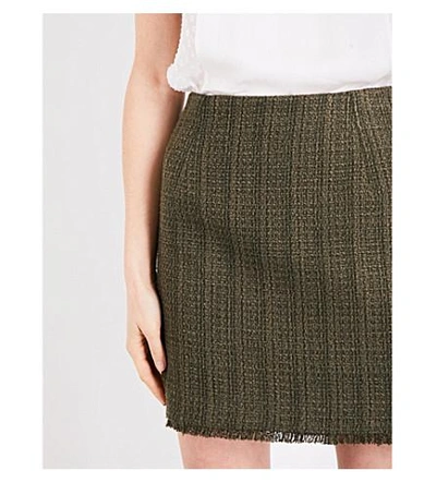 Shop Claudie Pierlot Sand Tweed Mini Skirt In Kaki