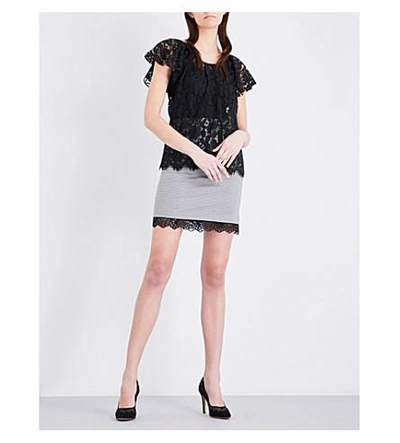 Shop Claudie Pierlot Tonight Floral Lace Top In Noir