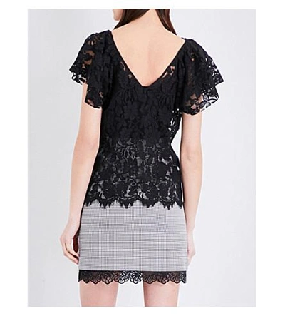 Shop Claudie Pierlot Tonight Floral Lace Top In Noir