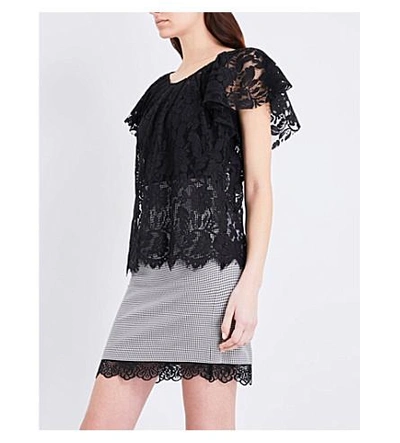 Shop Claudie Pierlot Tonight Floral Lace Top In Noir