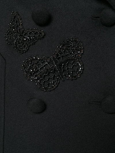 Valentino Butterfly Embroidered Peacoat - Black