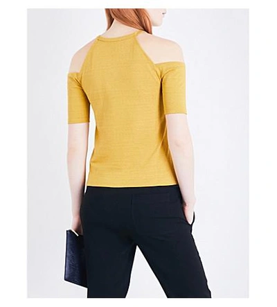 Shop Whistles Cold-shoulder Cotton-blend Top In Yellow