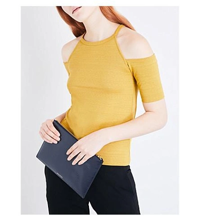 Shop Whistles Cold-shoulder Cotton-blend Top In Yellow