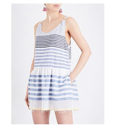 Shop Lemlem Assaman Cotton-blend Beach Dress In Blue
