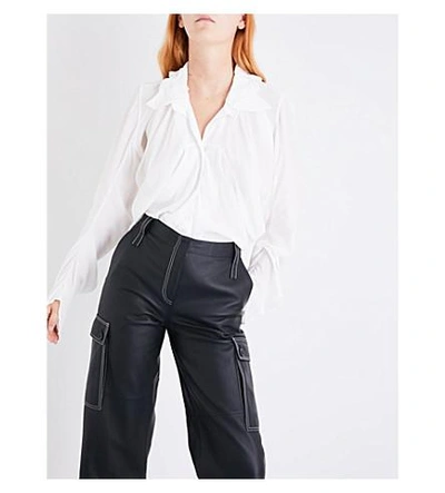 Shop Loewe Draped Woven Shirt In White