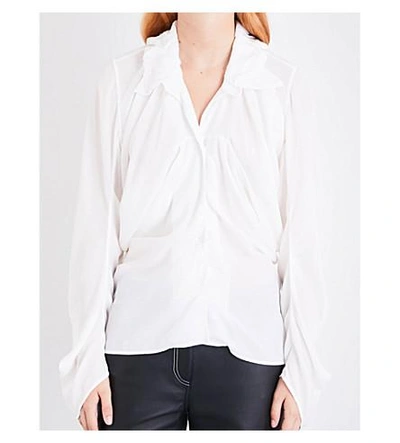 Shop Loewe Draped Woven Shirt In White