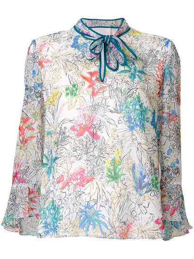 Peter Pilotto Floral-print Silk-georgette Blouse In White