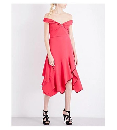 Shop Peter Pilotto Off-the-shoulder Crepe Dress In Pink