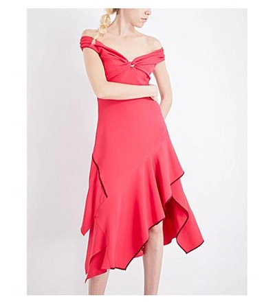 Shop Peter Pilotto Off-the-shoulder Crepe Dress In Pink