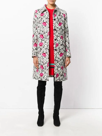 Shop Valentino Falling Flowers Coat - White