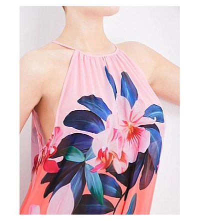 Shop Ted Baker Sunara Floral Chiffon Cover-up In Straw
