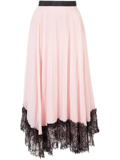 Cinq À Sept Kaya Chiffon Lace Midi Skirt, Pink Black Multi In Melon/black