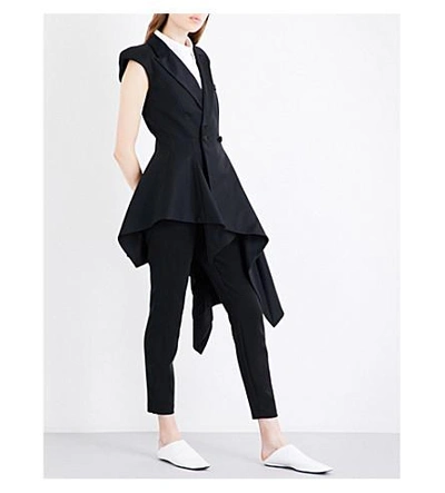 Shop Monse Asymmetric Wool-blend Jacket In Black