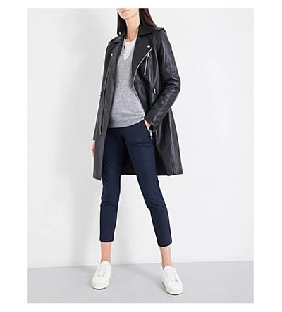 Shop Theory Hilvan Wilmore Biker-collar Leather Jacket In Black