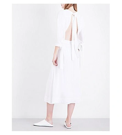 Shop Rosetta Getty Open-back Crepe Shirt Dress In White