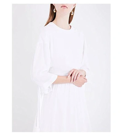 Shop Rosetta Getty Open-back Crepe Shirt Dress In White